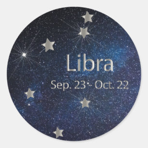 Libra - Zodiac-Sternzeichen Runder Aufkleber