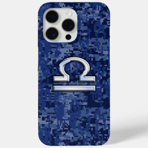 Libra Zodiac Symbol auf Blue Digital Camouflage Case-Mate iPhone Hülle