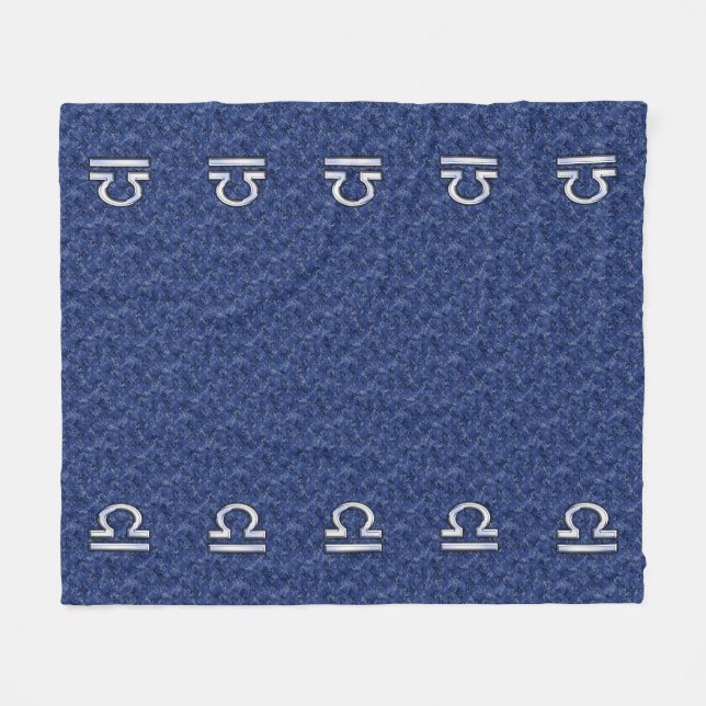 Libra Zodiac-Symbol auf Blue Digital-Camouflage Fleecedecke (Vorderseite (Horizontal))