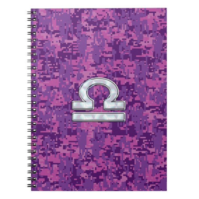 Libra Zodiac-Symbol auf der Fuchsia Digitalen Camo Notizblock (Vorderseite)