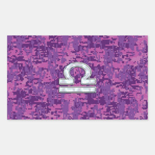 Libra Zodiac-Symbol auf der Fuchsia Digitalen Camo Rechteckiger Aufkleber