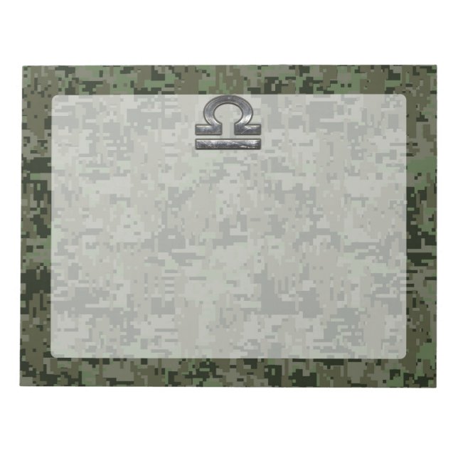 Libra Zodiac-Symbol auf grüner digitaler Camouflag Notizblock (Vorderseite)