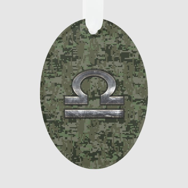 Libra Zodiac-Symbol auf grüner digitaler Camouflag Ornament (Vorderseite)