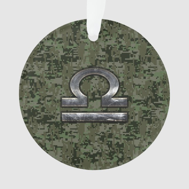 Libra Zodiac-Symbol auf grüner digitaler Camouflag Ornament (Vorderseite)