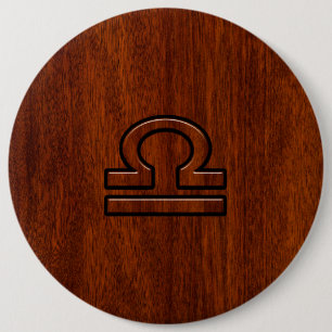 Libra Zodiac Symbol auf Mahagoni Druck Button