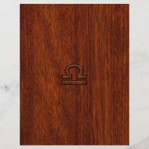 Libra Zodiac Symbol auf Mahogany