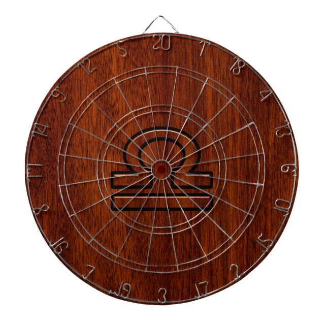 Libra Zodiac Symbol auf Mahogany Dartscheibe (vorne)