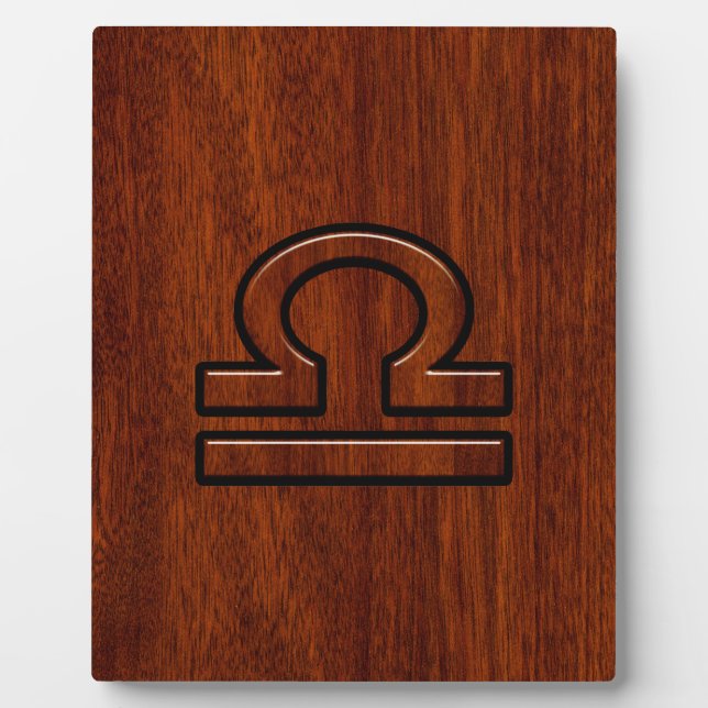 Libra Zodiac Symbol auf Mahogany Fotoplatte (Vorderseite)