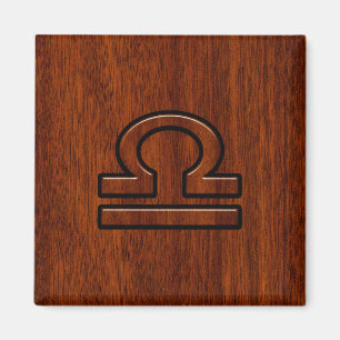 Libra Zodiac Symbol auf Mahogany Magnet