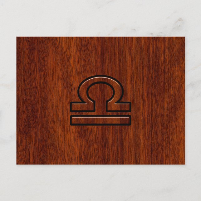 Libra Zodiac Symbol auf Mahogany Postkarte (Vorderseite)