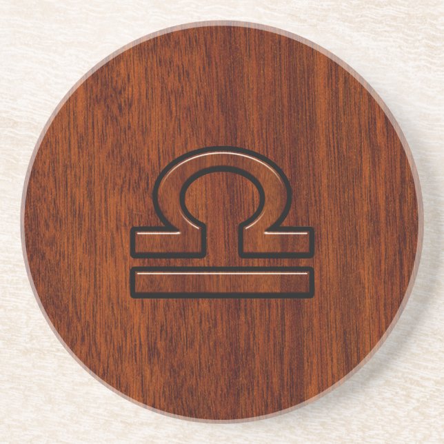 Libra Zodiac Symbol auf Mahogany Untersetzer (Vorne)