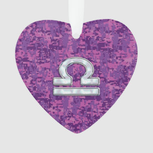 Libra Zodiac Symbol Fuchsia Pink Digital Camo Ornament