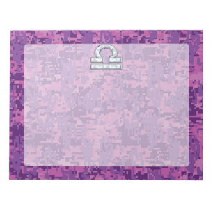 Libra Zodiac Symbol Fuchsia Pink Digitale Camoufla Notizblock