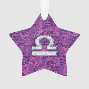 Libra Zodiac Symbol Fuchsia Pink Digitale Camoufla Ornament