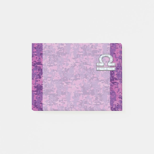 Libra Zodiac Symbol Fuchsia Pink Digitale Camoufla Post-it Klebezettel (Vorderseite)