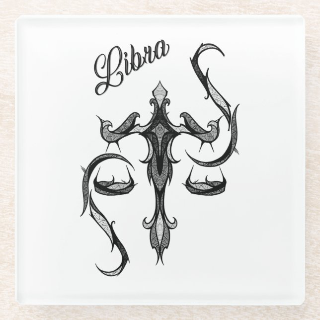 Libra Zodiac-Symbol Glasuntersetzer (Vorderseite)