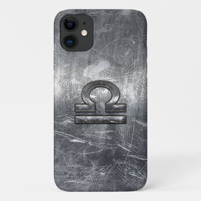 Libra Zodiac Symbol in Silver Steel Style Case-Mate iPhone Hülle (Rückseite)