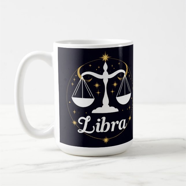 Libra Zodiac Symbol mit Sternen und Skala Kaffeetasse (Links)