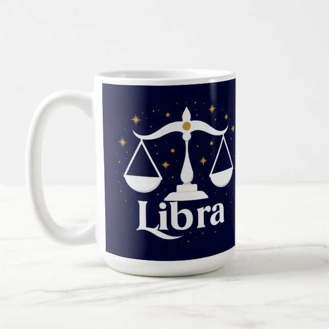 Libra Zodiac Symbol mit Sternen und Skala Kaffeetasse (Links)