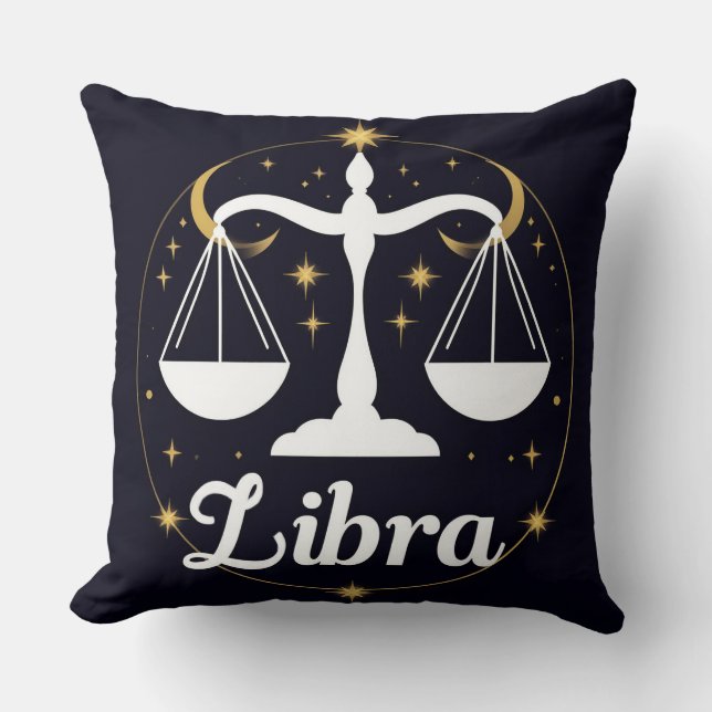 Libra Zodiac Symbol mit Sternen und Skala Kissen (Vorderseite)