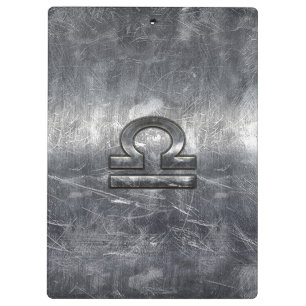 Libra Zodiac Symbol Silver Steel Style Klemmbrett