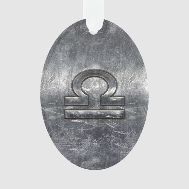 Libra Zodiac Symbol Silver Steel Style Ornament (Vorderseite)