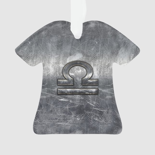 Libra Zodiac Symbol Silver Steel Style Ornament (Vorderseite)