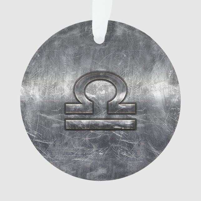 Libra Zodiac Symbol Silver Steel Style Ornament (Vorderseite)