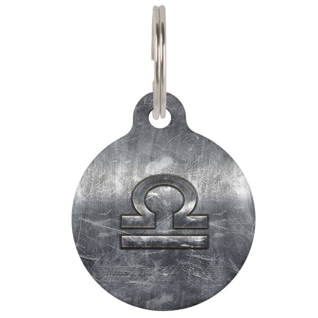 Libra Zodiac Symbol Silver Steel Style Tiermarke (Vorderseite)
