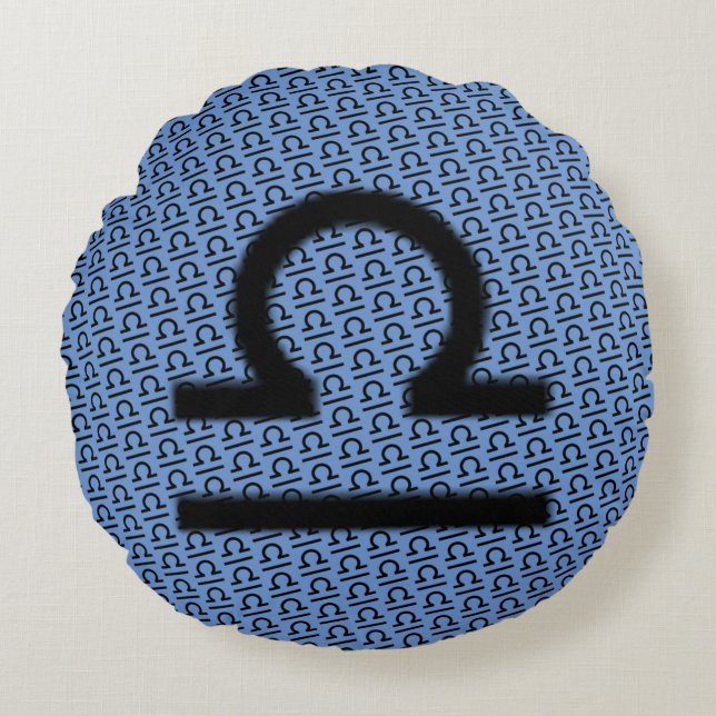 Libra Zodiac Symbol Standard von Kenneth Yoncich Rundes Kissen (Vorderseite)