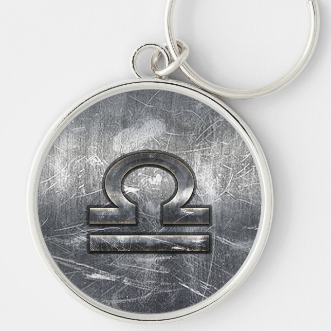 Libra Zodiac Symbol Störstahl Schlüsselanhänger (Vorne)