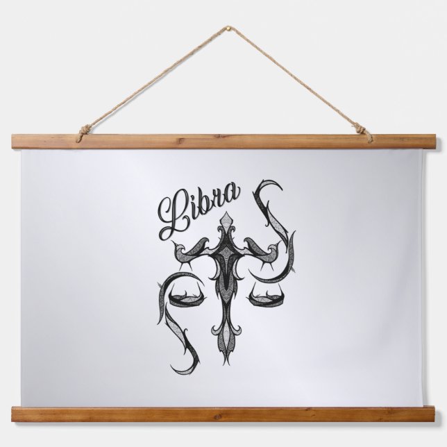 Libra Zodiac-Symbol Wandteppich Mit Holzrahmen (Vorne)