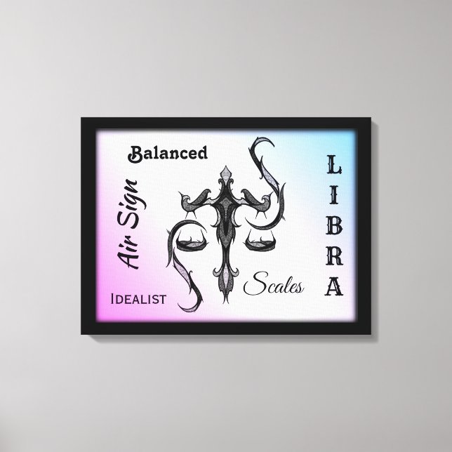 Libra Zodiac Symbol Wrapped Canvas Leinwanddruck (Vorderseite)