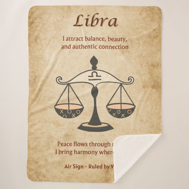 Libra Zodiac with Balanced Affirmations Sherpadecke (Vorderseite)