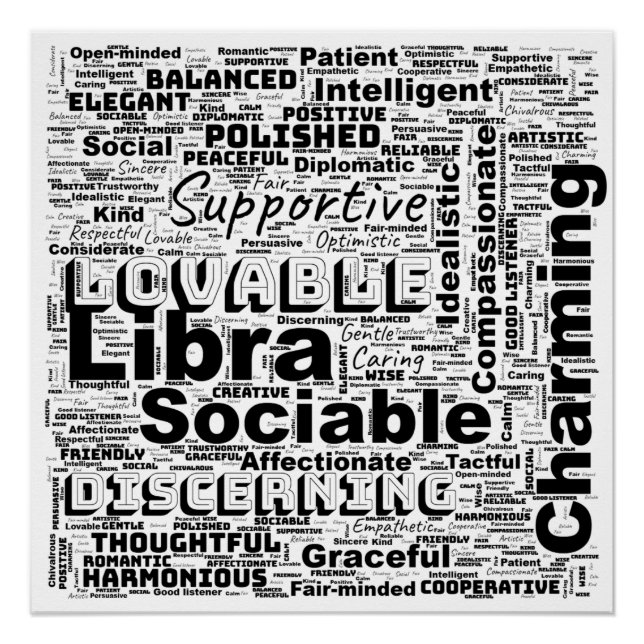 Libra Zodiac Word Cloud Inspiration Glossy Poster (Vorderseite)