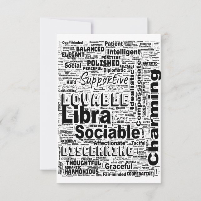 Libra Zodiac Word Cloud Inspiration Gruß Karte (Vorderseite)