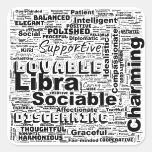 Libra Zodiac Word Cloud Inspiration Quadratischer Aufkleber