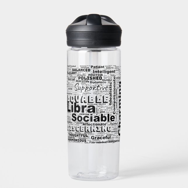 Libra Zodiac Word Cloud Inspiration Trinkflasche (Vorderseite)