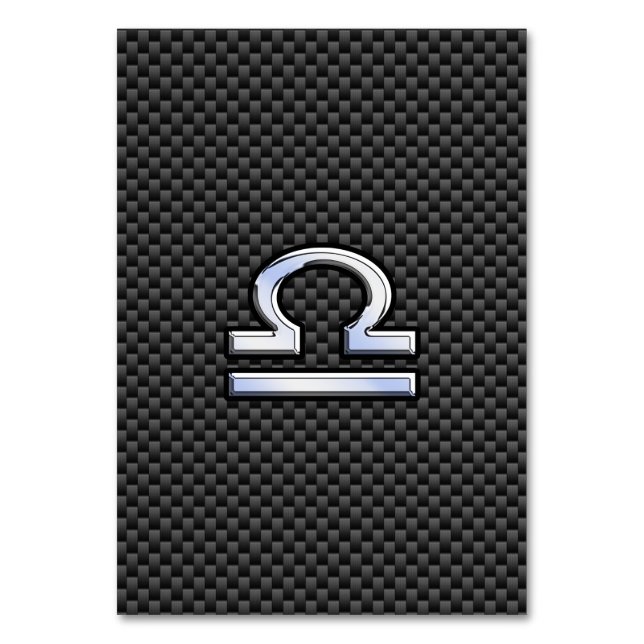 Libra Zodiac-Zeichen auf Carbon Fibre Print Tischnummer (Vorderseite)