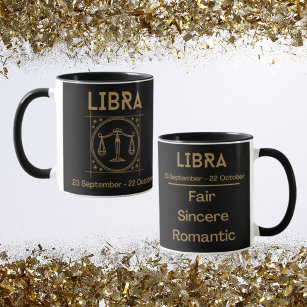 Libra Zodiac Zeichen mit Symbol und Eigenschaften Tasse