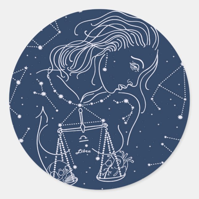 Libra zodiac-Zeichen Runder Aufkleber (Vorderseite)