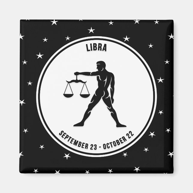 Libra Zodiac Zeichen, Schwarz & Weiß Magnet (Vorne)