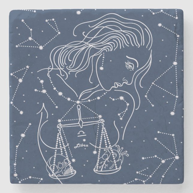 Libra zodiac-Zeichen Steinuntersetzer (Vorderseite)