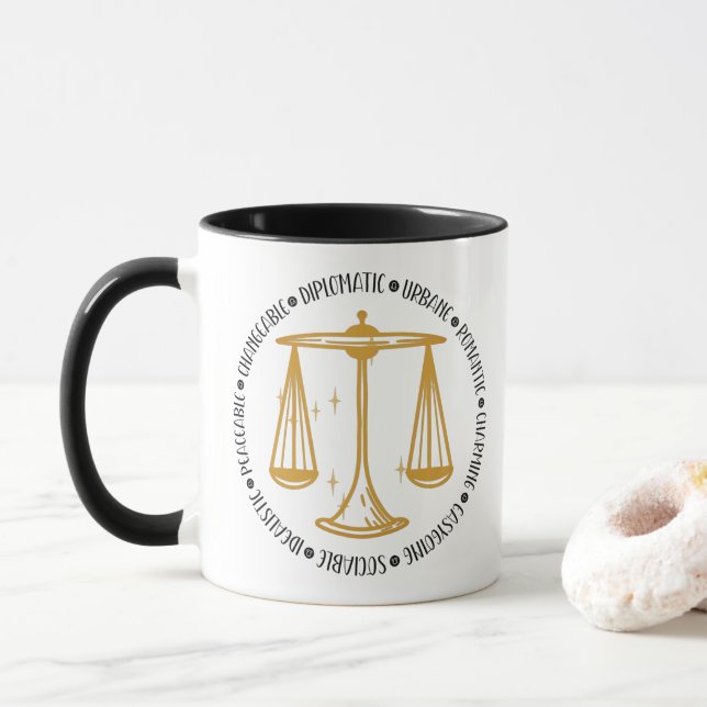 Libra Zodiac-Zeichen: Symbole, Konstellationen und Tasse (Mit Donut)