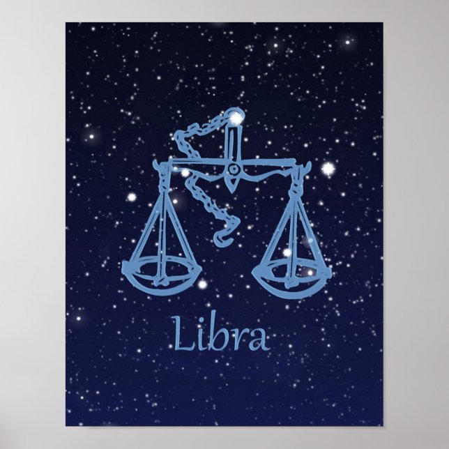 Libra Zodiac Zeichen und Konstellation Poster (Vorne)