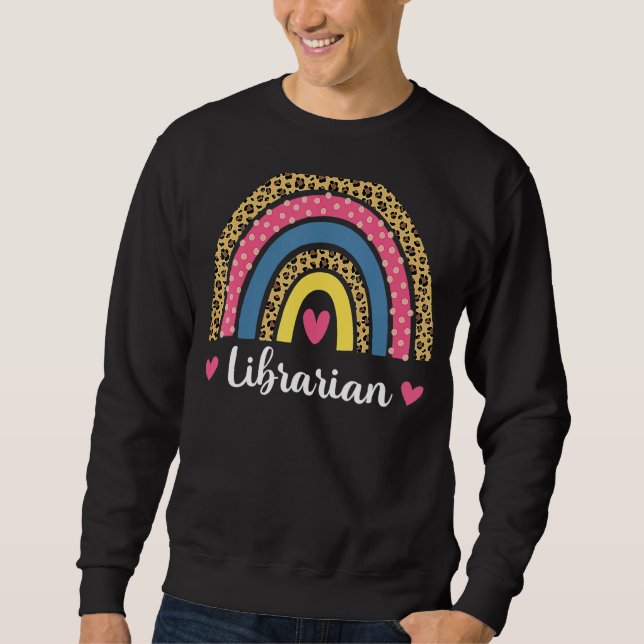 Librarian Boho Rainbow Leopard Zurück zur Schule 2 Sweatshirt (Vorderseite)
