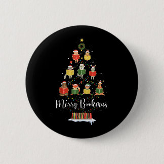 Librarian Book Lover Bücher Weihnachtsbaum Merry B Button