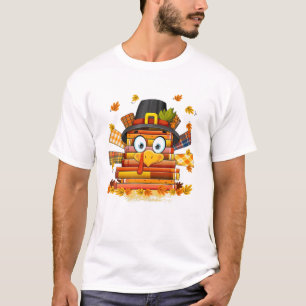 Librarian Book Lover Reader Funny Turkey Thanksgiv T-Shirt