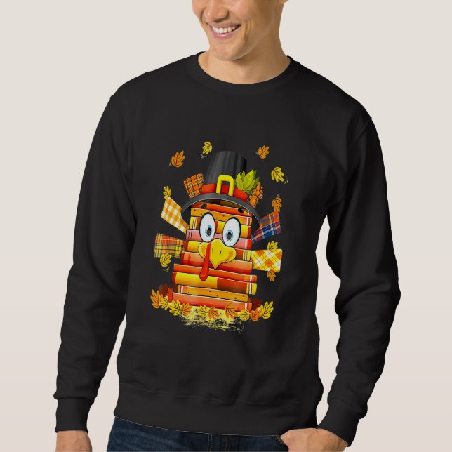 Librarian Book  Reader  Turkey Thanksgiving Autumn Sweatshirt (Vorderseite)