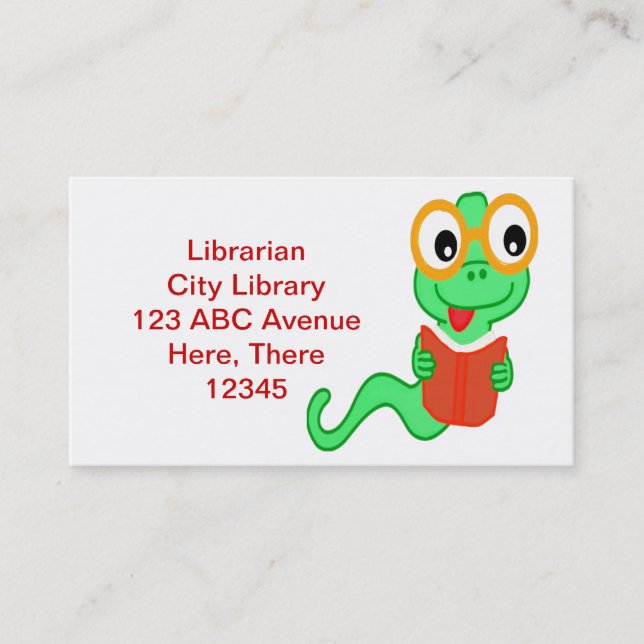 Librarian Bookworm Business Card Visitenkarte (Vorderseite)